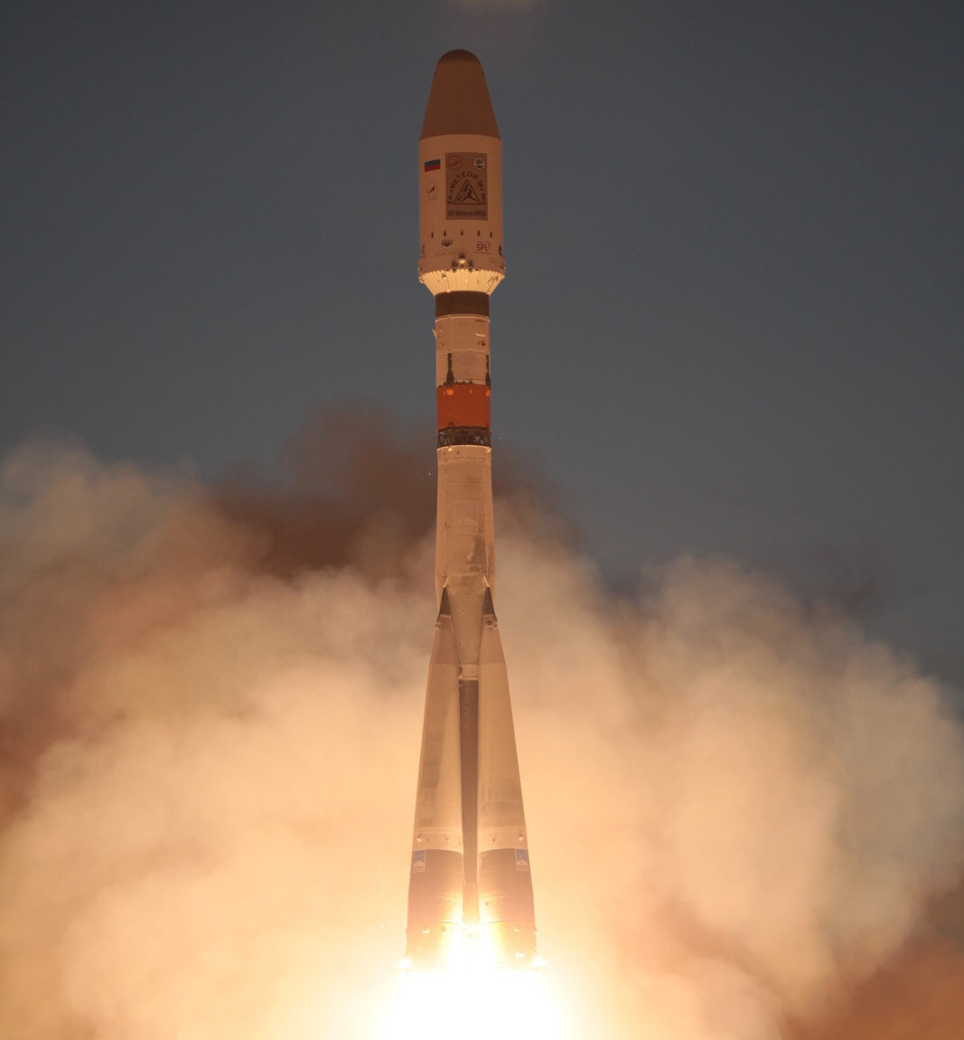 Пуск РН «Союз-2.1б» с РБ «Фрегат», КА «Метеор-М» № 2 и шестью малыми КА «МКА-ФКИ», «SkySat-2», «DX-1», «TechDemoSat-1», «UKube-1», «AISSAT-2». 08.07.2014