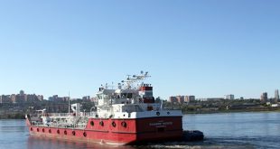 Самоходный танкер-бункеровщик спущен на воду на Красноярской судоверфи