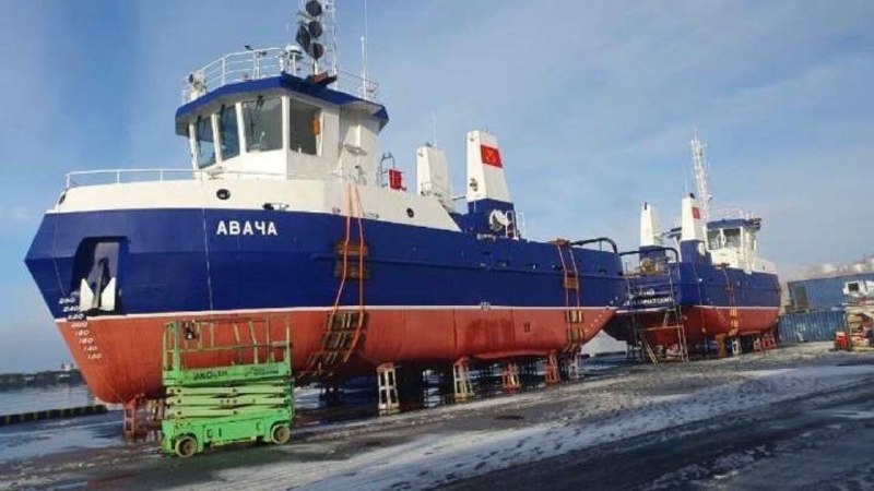 Спуск на воду новых рыболовных судов проекта 04130 на Камчатке Спуск на воду новых рыболовных судов проекта 04130 на Камчатке