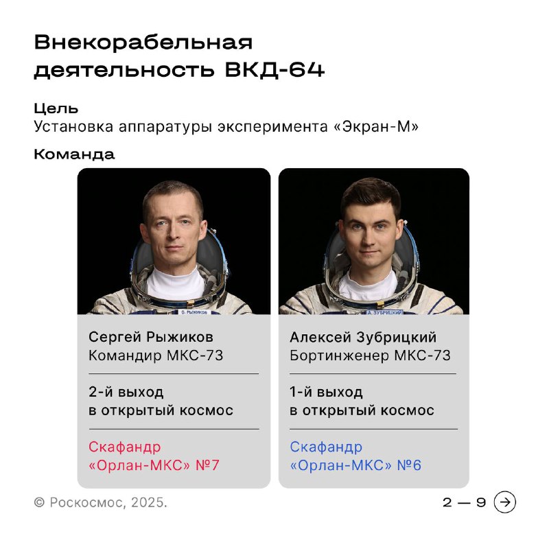 Прямая трансляция работы российских космонавтов на МКС