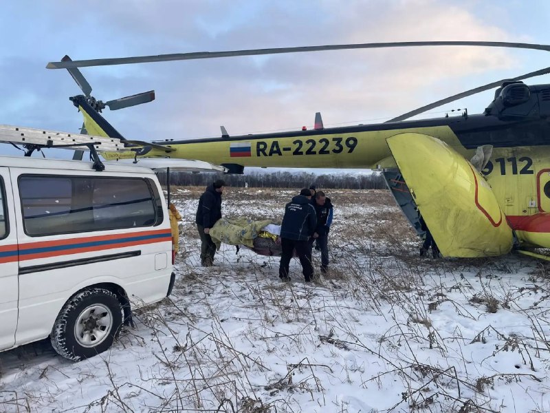 Эвакуация геолога с помощью санавиации на Камчатке