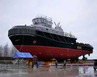 На заводе "Пелла" состоялся спуск на воду буксира-спасателя «МБ-123» проекта 02980