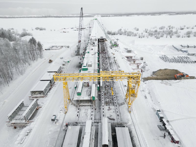 Прогресс в строительстве второго моста через Обь в Сургуте