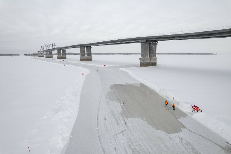 Прогресс в строительстве второго моста через Обь в Сургуте