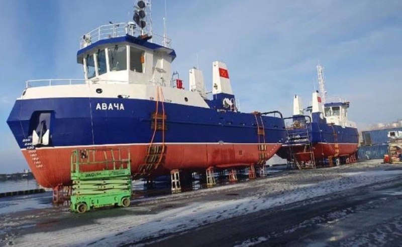 Спуск на воду двух новых рыболовных судов проекта 04130 на Камчатке Спуск на воду двух новых рыболовных судов проекта 04130 на Камчатке
