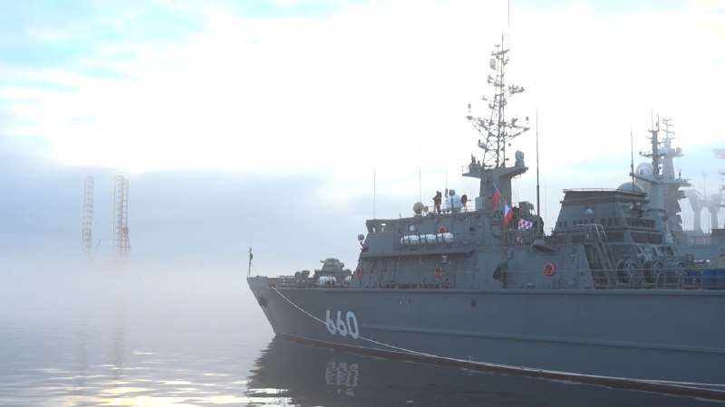 Учения морского тральщика «Лев Чернавин» в Балтийском море