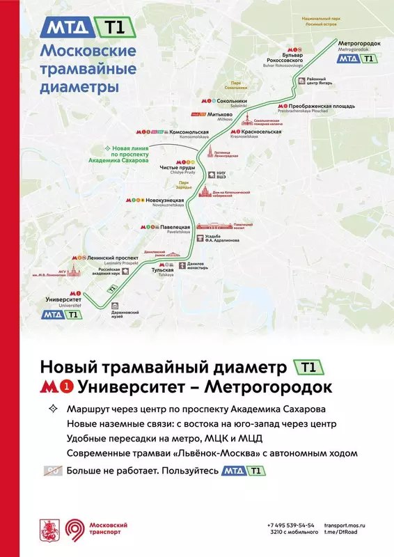 Запуск первого Московского трамвайного диаметра Т1