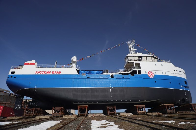 Спуск на воду краболова «Капитан Житников»