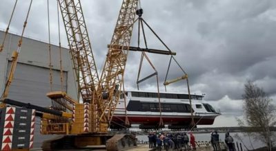 На верфи «Эмпериум» спустили на воду электросудно «Павловск» проекта EM901